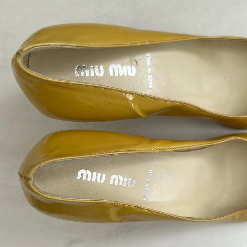 Miu Miu Patent Leather Heels Yellow